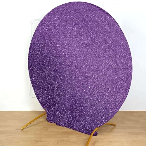 Efavormart Shiny Purple 7.5ft Metallic Spandex Round Arch Cover, Double Sided Fitted Backdrop Sleeve for Royal Party, Banquet & Photography Background - color: Purple, size: Round