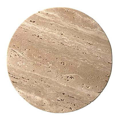 Natural Round Marble Tray Smooth Pastry Board for Desserts, Cheese, Coffee, Matte on Both Sides (Beige Travertine) - color: Beige Travertine