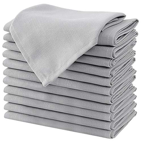 H.VERSAILTEX Cloth Napkins Set of 12 (18" X 18") Linen Textured Dinner Napkins Waterproof Extra Soft Thick Durable Reusable Napkins with Hemmed Edges for Dinners, Weddings and Everyday Use, Grey - color: Dove Gray, size: 18" x 18" (Square)