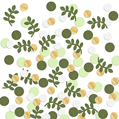 210 Pcs Baby Shower Confetti Greenery Glitter Table Decorations Eucalyptus Golden Scatter Country Nature-Theme Party St.Patrick's Day Wedding Christmas Supplies - color: Lihght Green