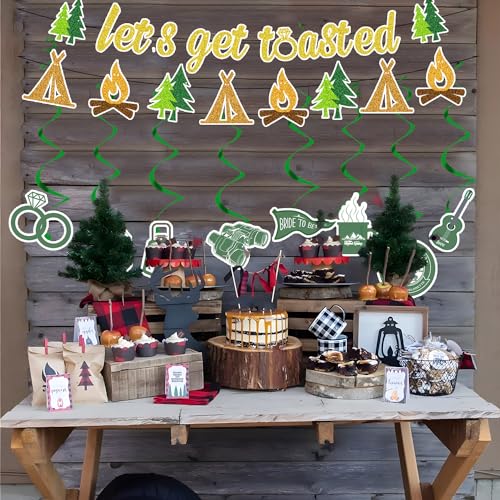 Camp Bachelorette Decorations - 10PCS Let's Get Toasted Banners Camping Hanging Swirls Decor Supplies Themed Party - style: Camp