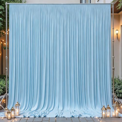 8ftx10ft Wrinkle Free Blue Backdrop Curtain - 10 Feet Photography Backdrop Drapes, Silky Polyester Back Drop Cloth for Wedding Baby Shower Balloon Arch Background - color: Blue, size: 8FTx10FT (W4'xH10', 2 Panels)