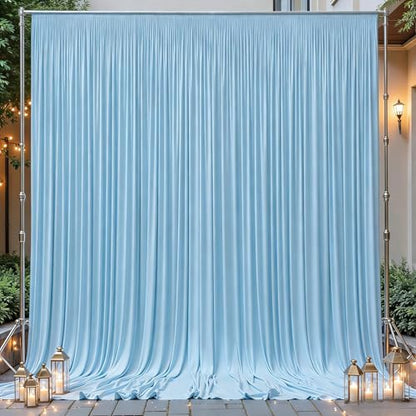 8ftx10ft Wrinkle Free Blue Backdrop Curtain - 10 Feet Photography Backdrop Drapes, Silky Polyester Back Drop Cloth for Wedding Baby Shower Balloon Arch Background - color: Blue, size: 8FTx10FT (W4'xH10', 2 Panels)