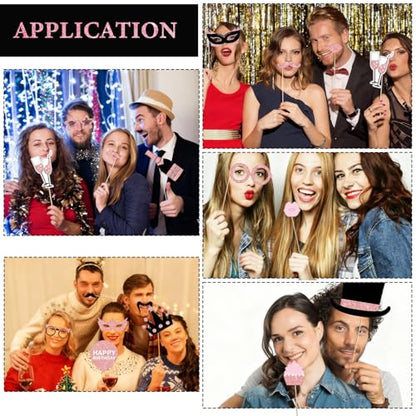 Birthday Photo Booth Props, Black Rose Inflatable Photo Booth Frame, 29PCS Photo Booth Props for Party Selfie Party Decorations and Gifts - size: Black Rose Birthday Inflatable Frame