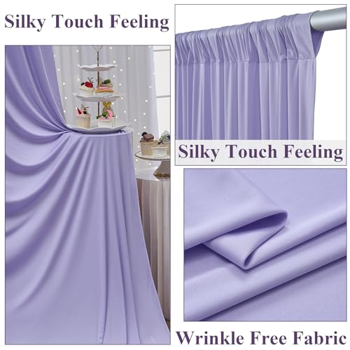 10x8 ft Wrinkle Free Lavender Light Purple Backdrop Curtain Drapes, Polyester Wedding Curtains Party Background for Baby Shower Birthday Parties - color: Lavender, size: 10ftx8ft