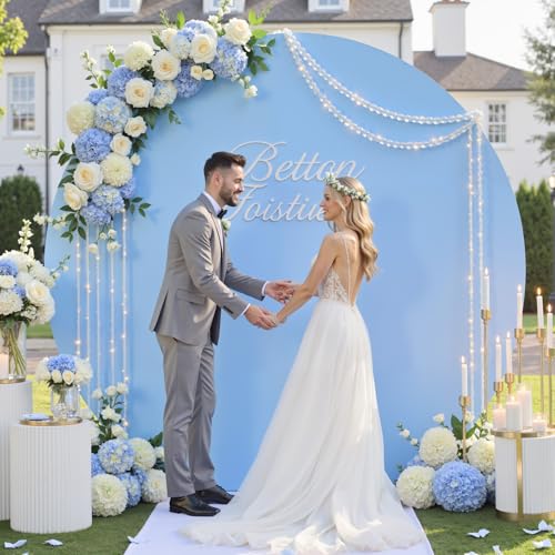 6.5ft Baby Blue Round Backdrop Cover for 6.5ft / 6.6ft Circle Stand, Wrinkle Free Stretchy Circle Arch Round Backdrop Cover for Party Wedding Birthday Baby Shower Photography - color: Baby Blue, size: 6.5 FT