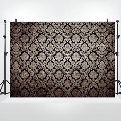 5x3ft European Classic Textured Backdrop Black and Gold Victorian Damask Photography Background Birthday Party Baby Shower Bedroom Decorations Banner Kids Adults Portrait Supplies - size: 5x3ft