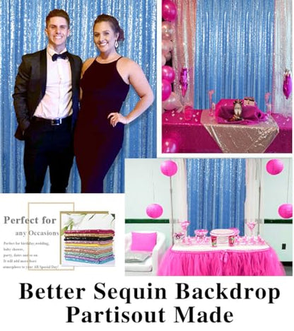 Partisout Sequin Backdrop - Glitter Backdrop with Blackout Curtains for Photography, Party & Wedding (4ft x 7ft, Baby Blue) - color: Baby Blue, size: 4ftx7ft