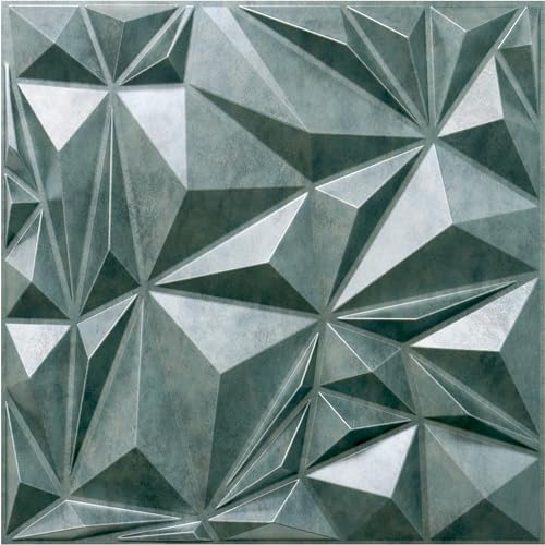 STICKGOO 3D Wall Panels for Interior Wall Decor, Antique Green Bronze Diamond Design Accent Wall Panels, 19.7" x 19.7" Decorative 3D Wall Panels for Living Room, Lobby, Office - color: Antique Green Bronze