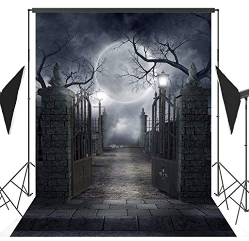 Halloween Theme Photography Background Spooky Halloween Dark Horror Moon and Dead Trees Party Decoration Photo Studio Props Backdrops Booth Vinyl 5x7 ft