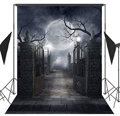 Halloween Theme Photography Background Spooky Halloween Dark Horror Moon and Dead Trees Party Decoration Photo Studio Props Backdrops Booth Vinyl 5x7 ft