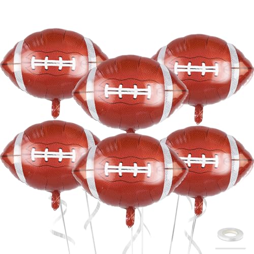 Biapian 26 Inch Football Balloons Set, Football Party Decorations, 6 Pcs Large Football Shaped Foil Balloon Helium for Boys Men Sport Event Themed Birthday Party Decorations Supplies - style: Football