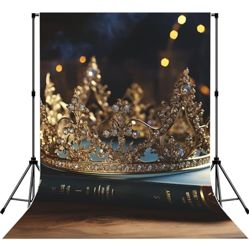 Crown Vintage Book Backdrop Background for Photography 5x7ft Photobooth Professional Photo Backdrop Curtains Video Photography Studio Photo Backgrounds Banner Booth Background Screen Parties - color: Crown Vintage Book