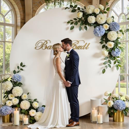 7.2ft Ivory Round Backdrop Cover for 7ft / 7.2ft Circle Stand, Wrinkle Free Stretchy Circle Arch Round Backdrop Cover for Party Wedding Birthday Baby Shower Photography - color: Ivory, size: 7.2 Ft