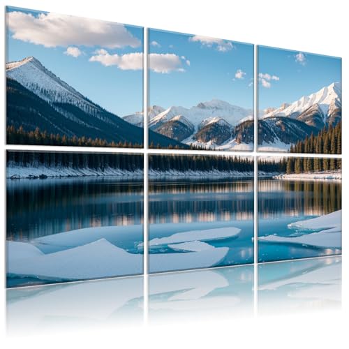 Decorative Acoustic Panels 6 Pack, 72"x48" Large Sound Absorbing Wall Art Panels, Self-Adhesive Sound Proof Foam Panels for Bedroom, Home Theater, Studio, Office - Glaciers - color: Glaciers, size: 72 X 48 Inches