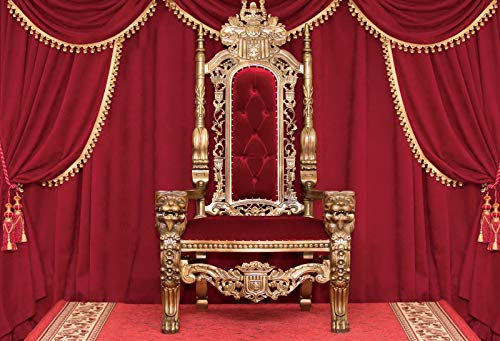 Haoyiyi 7x5ft Royal Red Chair Backdrop - Classic European Retro Curtains for Wedding Ceremony, Birthday Party, Portrait Photo Props - Polyester