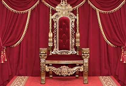 Haoyiyi 7x5ft Royal Red Chair Backdrop - Classic European Retro Curtains for Wedding Ceremony, Birthday Party, Portrait Photo Props - Polyester