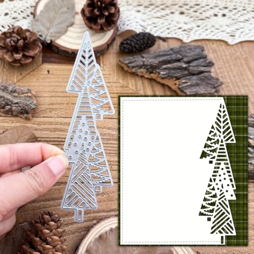 Lapoo Festivals Metal Cutting Die for Scrapbooking - Durable, Cut Stencils for DIY Scrapbook Photo Album Decorative Paper Card, Card Making Supplies, Embossing (Half Christmas Tree 5.2 x 1.4 in) - style: Half Christmas Tree 5.2 x 1.4 in