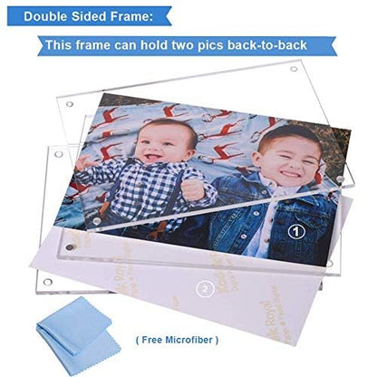 1Pack Acrylic Picture Frame,5x7 Clear Double Sided Photo Frame,Magnetic Photo Frames Desktop Display Family Baby Friends or Pet Dog Picture with Support Stand and Gift Boxes - size: 5x7in-1