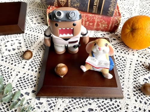 Dark Brown Solid Cherrywood Pedestal, Square Wood Display Base with Bevel, Vintage Decor Wooden Riser/ for Display (6.3" x 6.3" x 0.875")