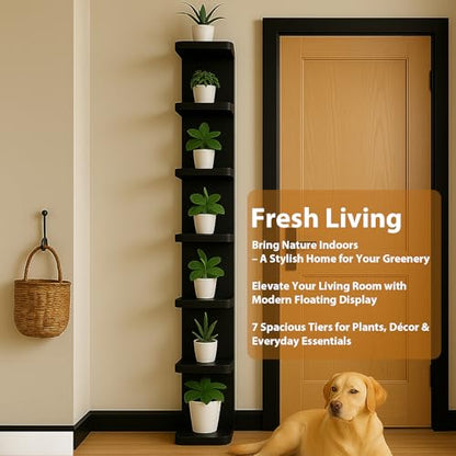 LitaEther Versatile 7 Tier Wall Shelf Unit,Black Lack Wall Shelf,Display Floating Shelf with Round Edge - color: Black, size: 7 tier