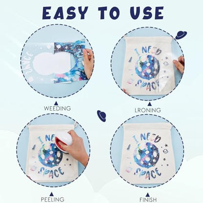Tintnut Galaxy Heat Transfer Vinyl - 10 Sheets Bundle 10x12 Inch Stardust Starry Sky Background HTV Iron on Vinyl Watercolor Clouds Patterned for DIY T-Shirts Hats Coats Handbags Pillow Crafts - color: Galaxy-10