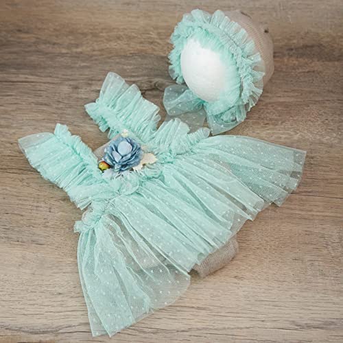 Zeroest Newborn Photography Prop Outfits Girl Lace Outfit Set Baby Girl Photo Shoot Infant Princess Photos - color: Light Green