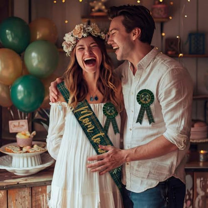Blue Green Tartan Plaid Mom to Be Sash Baby Shower Dad to Be for Bear Themed Baby Shower Party Gender Reveals Party Favors Decorations for Boys and Girls Pregnancy Props Keepsake Gifts - style: Blue and Green Plaid