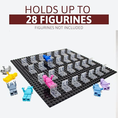 Figurine Display Case 10x10 Natural Shadow Box for Miniature Figures 10x10 Natural Wood Shadow Box with Black Base to Display Up to 28 Block Figures - color: Natural With Black Backing, size: 10x10