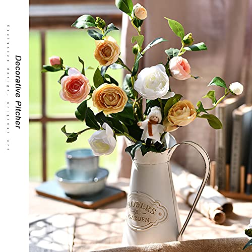 SOUJOY Rustic Shabby Chic Vase, Farmhouse Galvanized Flower Vase, Metal Milk Jug Vases, French Style Vintage Decorative Pitcher for Home Decor, Photo Props, Sparklers for Weddings