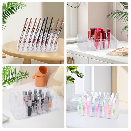 Rollerball Perfume Organizer, Beauty Scent Holder, 36 Space Clear Acrylic Perfume Organizer Refillable Container Tall Scented Oil Storage Display Case, Makeup Lipgloss Lipstick Display Case