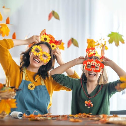 36 Pcs Thanksgiving Party Favors Set Thanksgiving Fall Headband Eyeglasses Beaded Necklaces Felt Pumpkin Turkey Costume Accessories for Party Photo Props Decoration - style: Thanksgiving