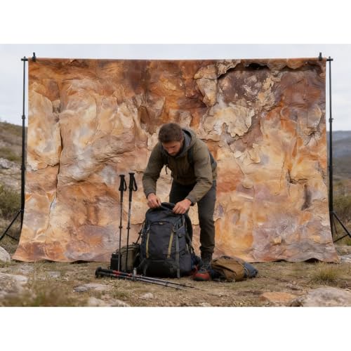 8x6FT Brown Stone Cave Photography Background Rock Texture Photo Backdrop Outdoor Adventure Archaeology Theme Shoots Nature Style Studio Birthday Party Banner Decoration - size: 8x6FT