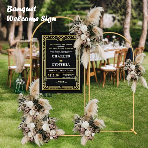 Metal Arch Backdrop Stand 7.2FT+6FT Wedding Arch Backdrop Stand Set of 2 Gold Arch Backdrop Stand for Valentines Day Party Wedding Ceremony Baby Shower Birthday Floral Balloon Decration - size: 6ft + 7.2ft Stand Set