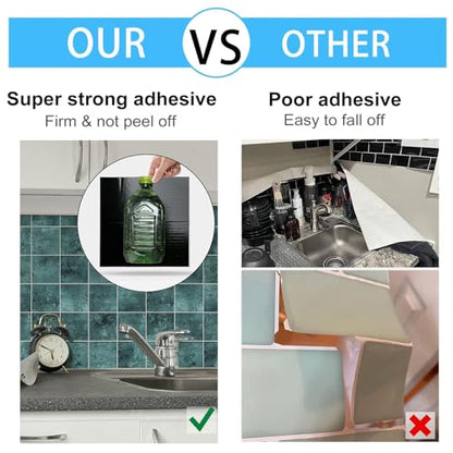 Peel and Stick Tiles for Kitchen Backsplash, New Upgrade Design 9" x9" SPC Square Marble Tiles, Marble Green Premium Mosaic Tiles(5-Sheet) - color: Green, size: 5-sheet
