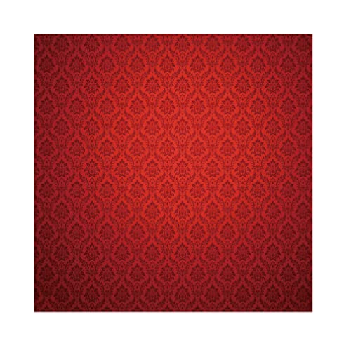 YongFoto 7x7ft Red Damask Floral Texture Pattern Backdrop Vintage Classic Flower Pattern Interior Room Retro Dark Wall Photography Background Baby Shower Girl Kids Adult Artistic Portrait Photo Prop - size: 7x7ft