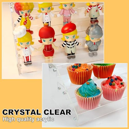Acrylic Riser, 12 Inch 3 Tier Clear Perfume Organizer, Skincare Organizer, Cupcake Stand, Sturdy Shelves for Display Decoration and Organization