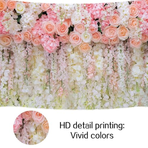 5x3ft Pink Rose Flower Wedding Photography Backdrop Spring Floral Photography Backdrop Valentine's Day Mother's Day Girl Birthday Baby Shower Wedding Bridal Party Banner Photo Booth Props Background - color: Multi9, size: 5X3FT