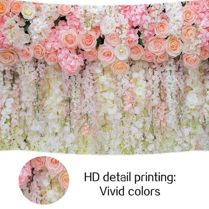 5x3ft Pink Rose Flower Wedding Photography Backdrop Spring Floral Photography Backdrop Valentine's Day Mother's Day Girl Birthday Baby Shower Wedding Bridal Party Banner Photo Booth Props Background - color: Multi9, size: 5X3FT