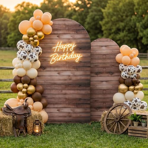 Wood Arch Cover Arch Covers 7.2 and 6ft,Rustic Vintage, Arch Backdrop Cover Set of 2,Stretchy Spandex Fitted Wrinkle Free for Wedding Photography Birthday Party - size: 6 FT/7.2 FT