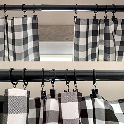 WeeksEight 44 Pack Black Curtain Rings with Clips, Curtain Hooks Hangers Clip Rings for Hanging Drapes Bows Hat, Drapery Rings 1 in I D, Fits up to 5/8 in Diameter Curtain Rod. - color: Black, size: 1" I D Set of 44