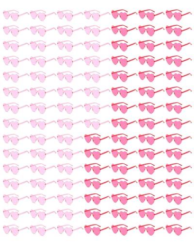 20 Pairs Heart Shaped Sunglasses for Women Colorful Glasses Fun Trendy Transparent Heart Sunglasses Party Favor - color: Pink / Rose Red - 100 Pack
