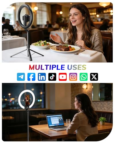 Yeaki Vlogging Kit for iPhone/Android - 10" Selfie Ring Light with 74" Tripod Stand & Phone Holder, Tripod for iPhone with Light and Microphone, YouTube Starter Kit for TikTok/Makeup/Content Creator