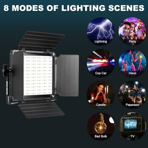 GVM RGB LED Video Light, 800D Studio Light with APP Control Lighting Kit Photography Light 1 Pack with 8 Kinds Scene Lights, 3200-5600K CRI 97 LED Panel Light for YouTube Studio, Video, Portrait - size: 1 pack
