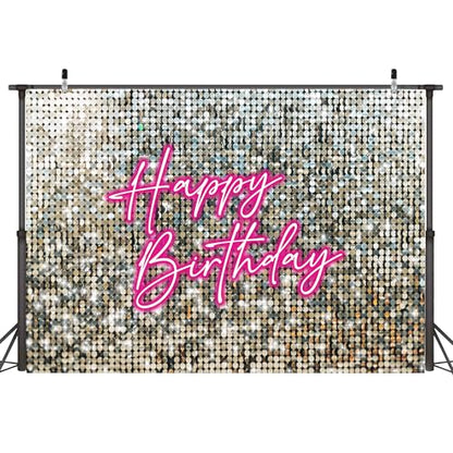Birthday Party Backdrop 12X10 ft Large Photography Background for Girls Women Princess Theme Birthday Party Decoration,Party Photo Booth Banner Props Supplies Pink Neon Sign - size: 12X10 ft