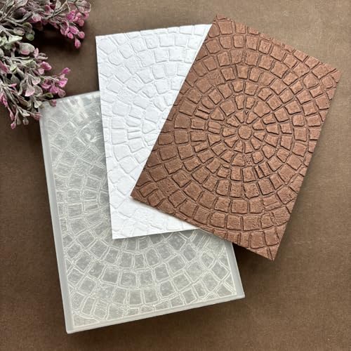 4 Pack 3D Textured Embossing Folders for Card Making, Branches Bricks Background Circle Flower Plastic Embossing Folders Embossing Folder Craft Card Template for DIY Scrapbooking - color: 4 Pack