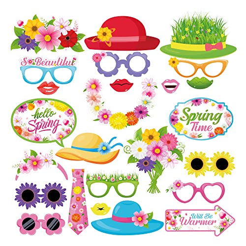 25pcs Spring Theme Photo Booth Props Spring Patterns Party Decorations Party Favor for Spring Sunflowers Party Essentials