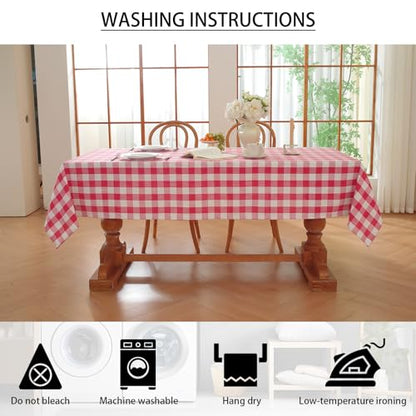 Gingham Tablecloth Rectangle Table Cloth Heavy Duty Cotton Checkered Table Cover Buffalo Plaid Tablecloths for Spring Picnic Kitchen Dining, Red and White,55 * 55 inch - color: Red, size: 55" x 55" (Square)