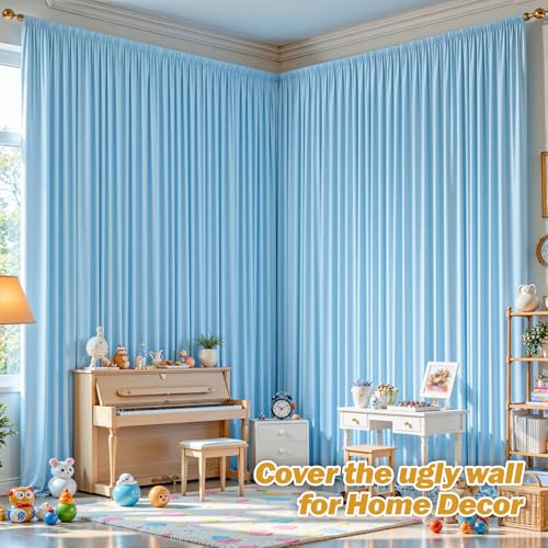 8ftx10ft Wrinkle Free Blue Backdrop Curtain - 10 Feet Photography Backdrop Drapes, Silky Polyester Back Drop Cloth for Wedding Baby Shower Balloon Arch Background - color: Blue, size: 8FTx10FT (W4'xH10', 2 Panels)