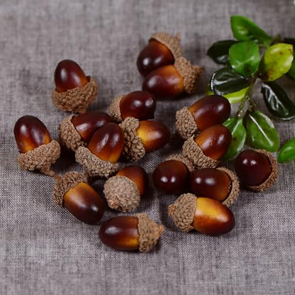 50 Pieces Small Artificial Acorns Mini Crafting Acorns Decorative Fall Acorns Fake Fruit Props Photography Fruit Model Fall Harvest Table Decorations
